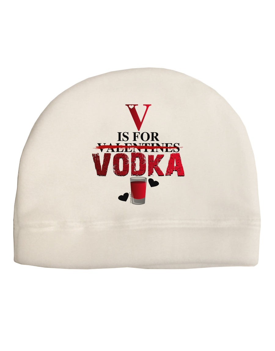 V Is For Vodka Adult Fleece Beanie Cap Hat-Beanie-TooLoud-White-One-Size-Fits-Most-Davson Sales