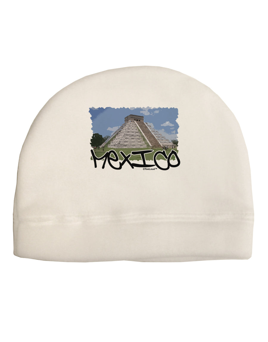 Mexico - Mayan Temple Cut-out Adult Fleece Beanie Cap Hat-Beanie-TooLoud-White-One-Size-Fits-Most-Davson Sales