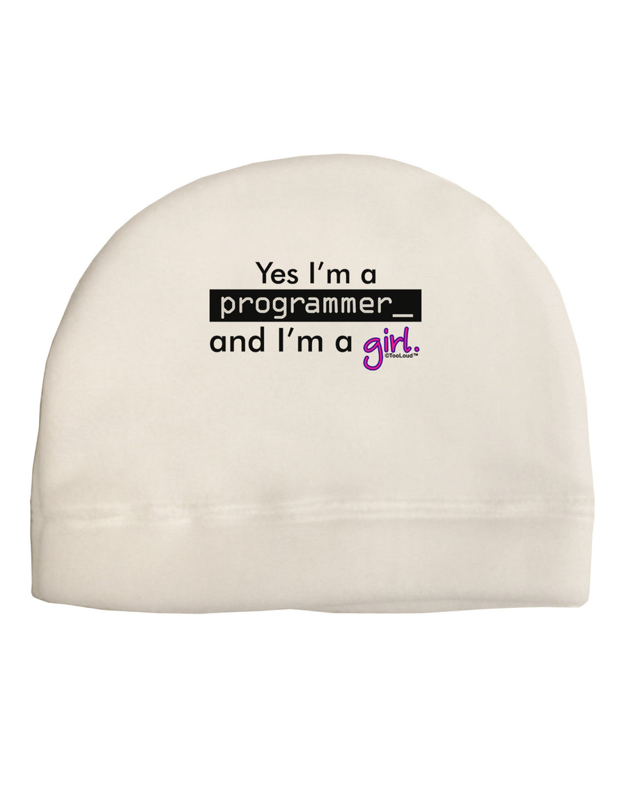 TooLoud Yes I am a Programmer Girl Adult Fleece Beanie Cap Hat-Beanie-TooLoud-White-One-Size-Fits-Most-Davson Sales