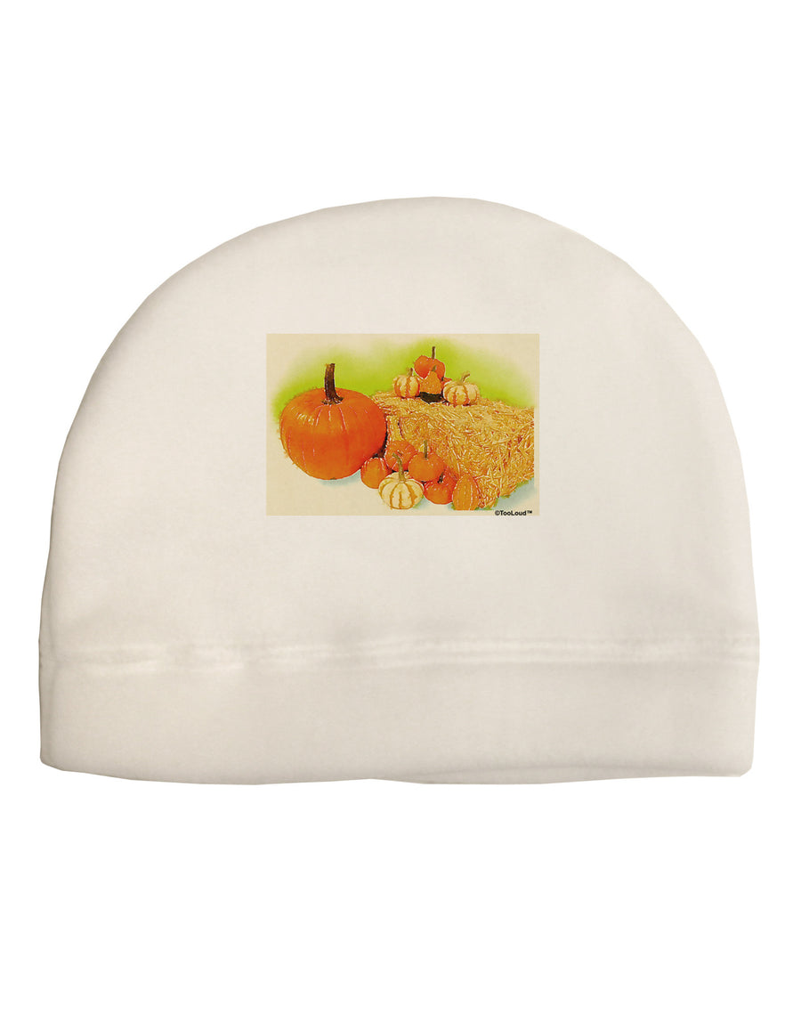 Fall Pumpkin Scene Child Fleece Beanie Cap Hat-Beanie-TooLoud-White-One-Size-Fits-Most-Davson Sales