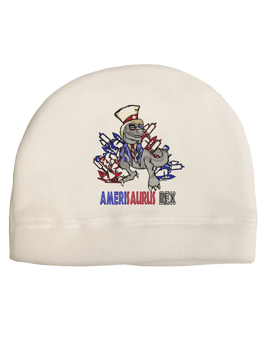 TooLoud AMERISAURUS REX Adult Fleece Beanie Cap Hat-Beanie-TooLoud-White-One-Size-Fits-Most-Davson Sales