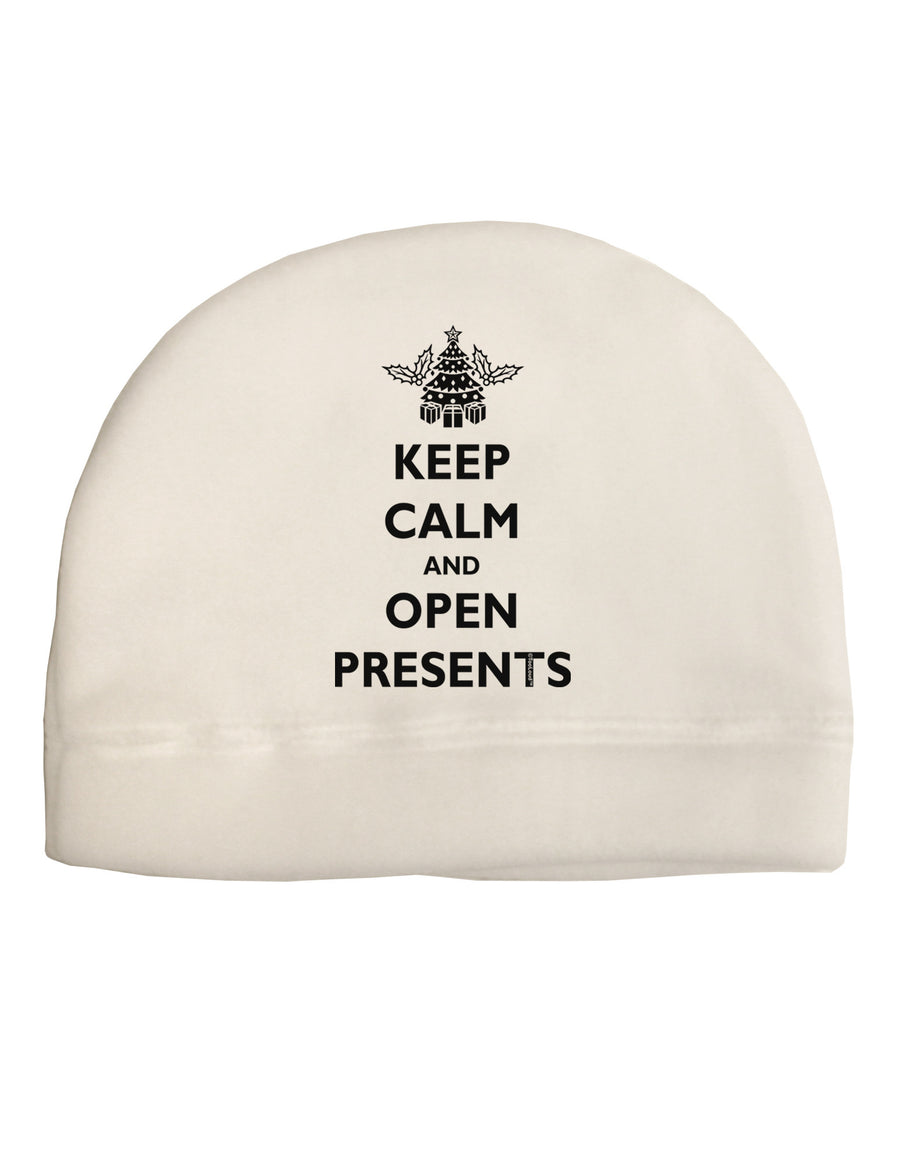 Keep Calm and Open Presents Christmas Adult Fleece Beanie Cap Hat-Beanie-TooLoud-White-One-Size-Fits-Most-Davson Sales