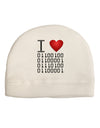 I Heart Binary Data Adult Fleece Beanie Cap Hat-Beanie-TooLoud-White-One-Size-Fits-Most-Davson Sales