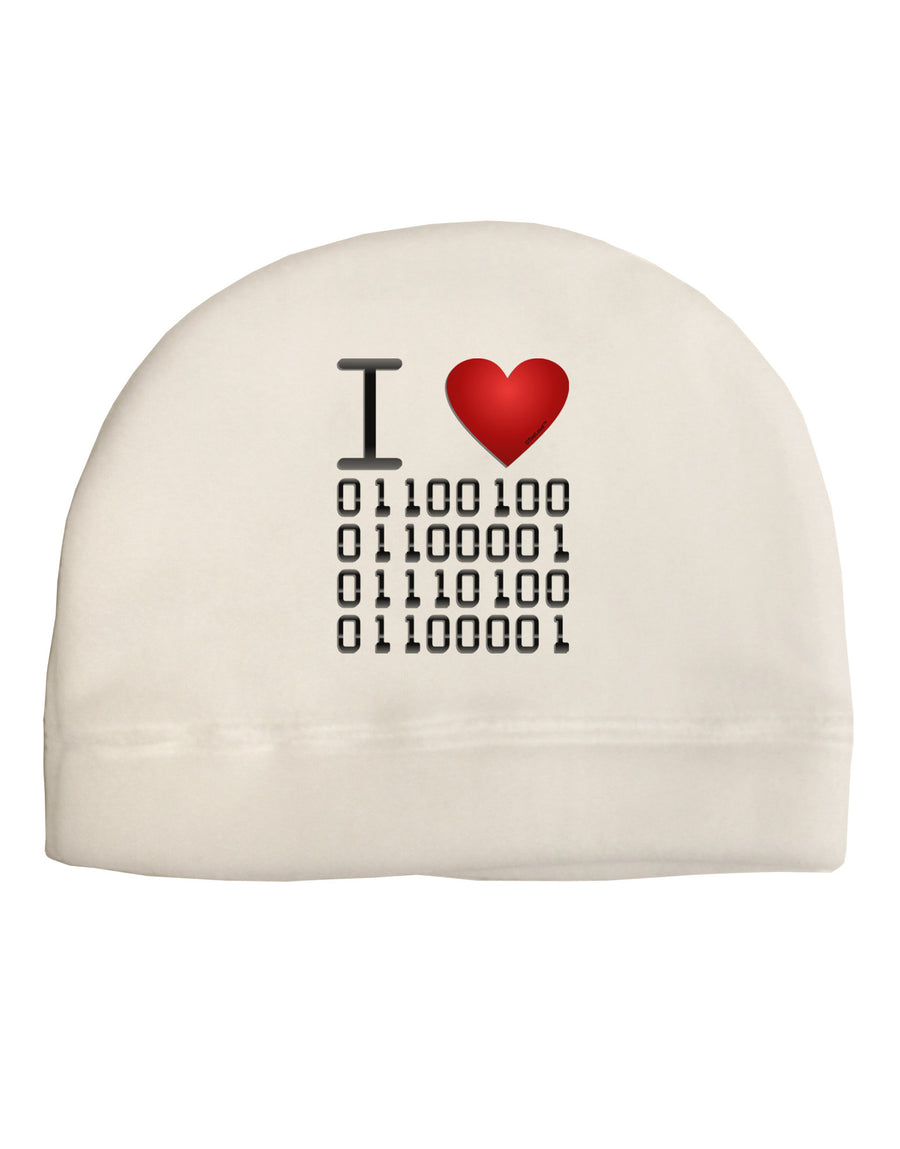 I Heart Binary Data Adult Fleece Beanie Cap Hat-Beanie-TooLoud-White-One-Size-Fits-Most-Davson Sales