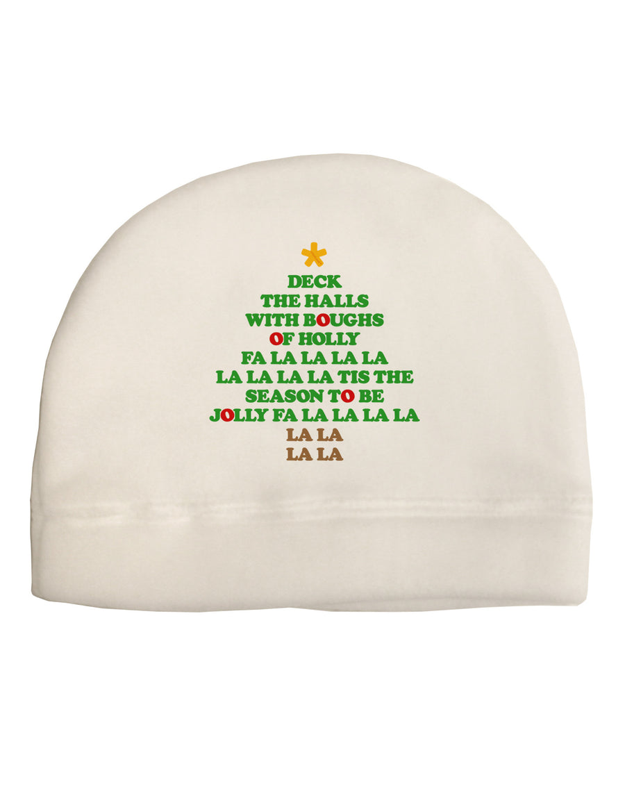 Deck the Halls Lyrics Christmas Tree Child Fleece Beanie Cap Hat-Beanie-TooLoud-White-One-Size-Fits-Most-Davson Sales