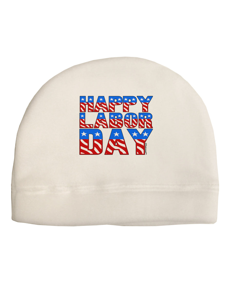 Happy Labor Day ColorText Adult Fleece Beanie Cap Hat-Beanie-TooLoud-White-One-Size-Fits-Most-Davson Sales