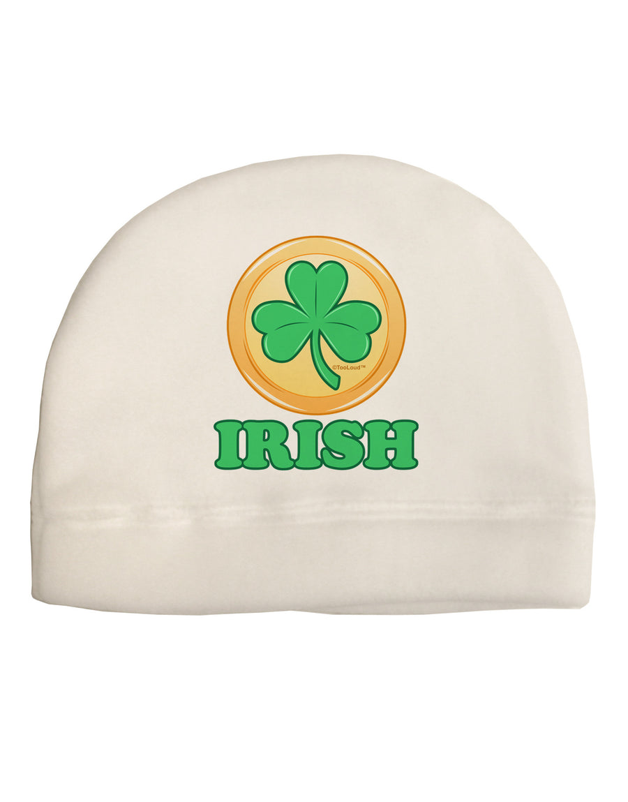 Shamrock Button - Irish Adult Fleece Beanie Cap Hat by TooLoud-Beanie-TooLoud-White-One-Size-Fits-Most-Davson Sales