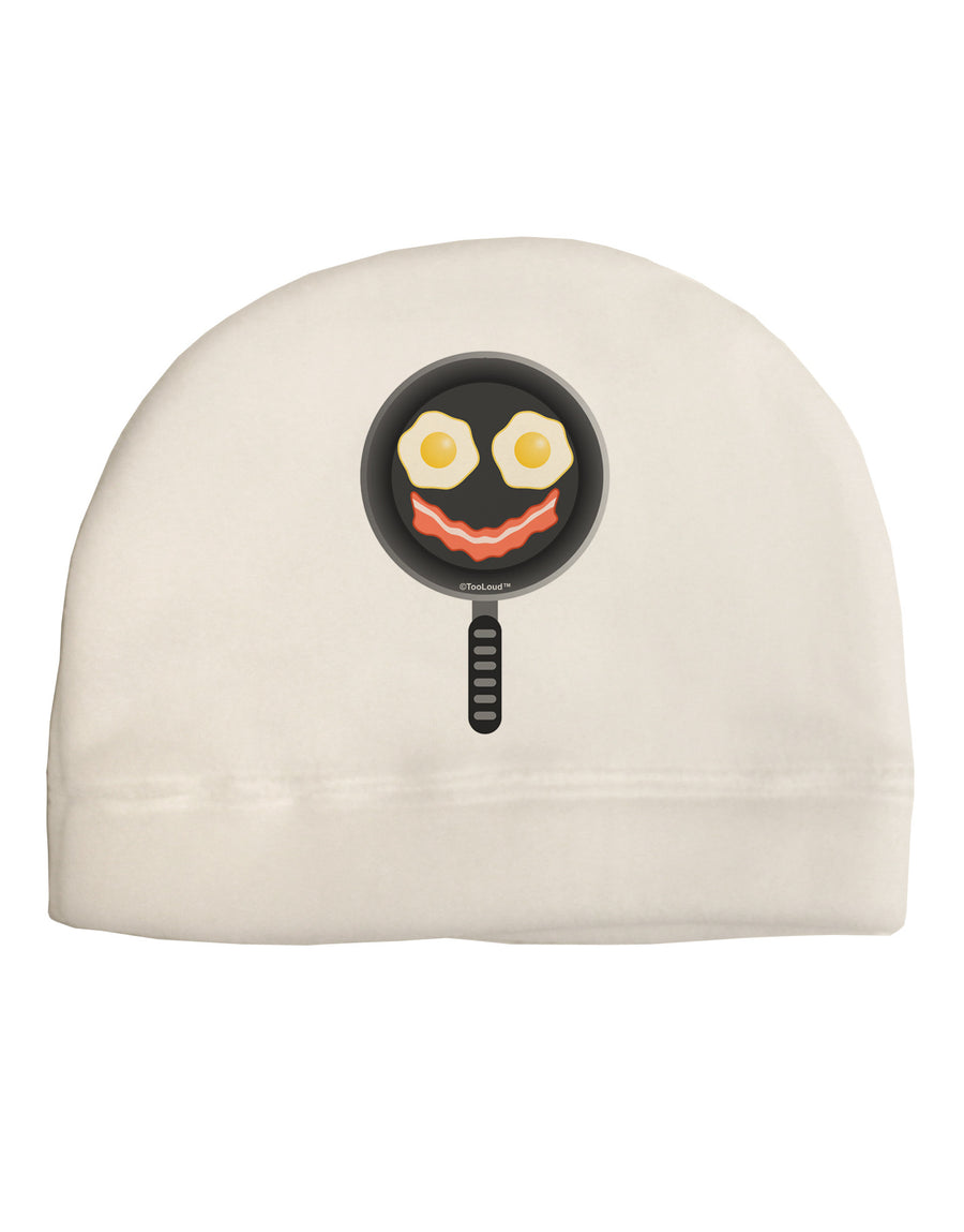 Eggs and Bacon Smiley Face Adult Fleece Beanie Cap Hat by TooLoud-Beanie-TooLoud-White-One-Size-Fits-Most-Davson Sales