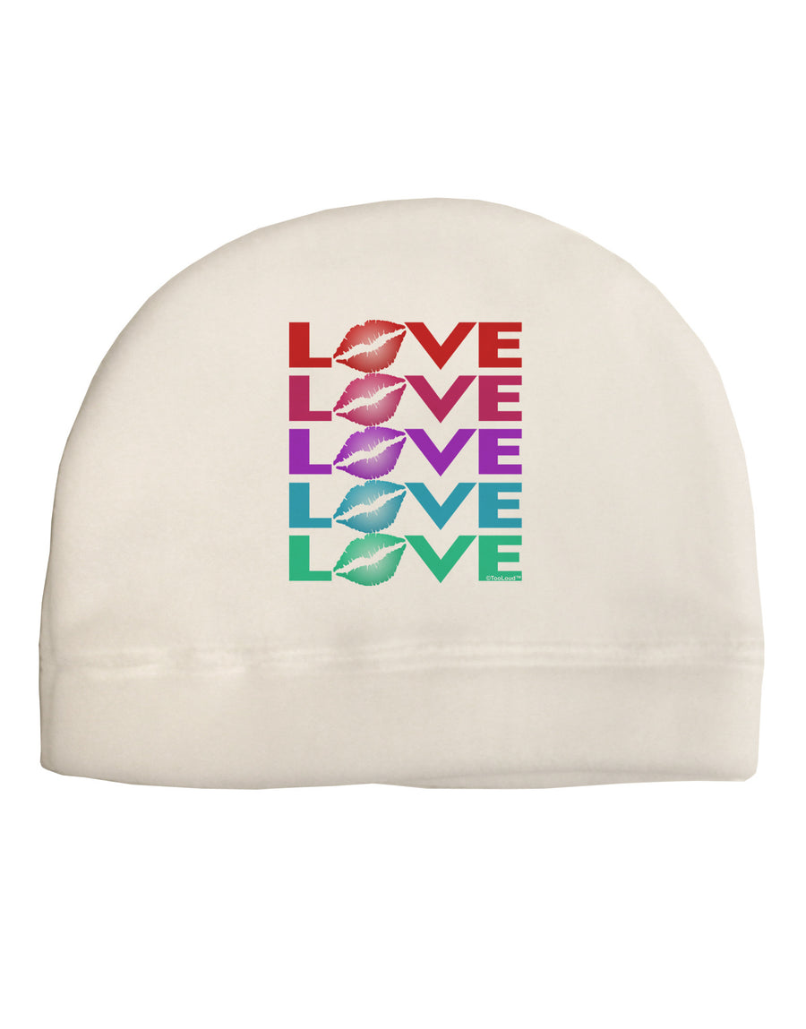 Colorful Love Kisses Child Fleece Beanie Cap Hat-Beanie-TooLoud-White-One-Size-Fits-Most-Davson Sales