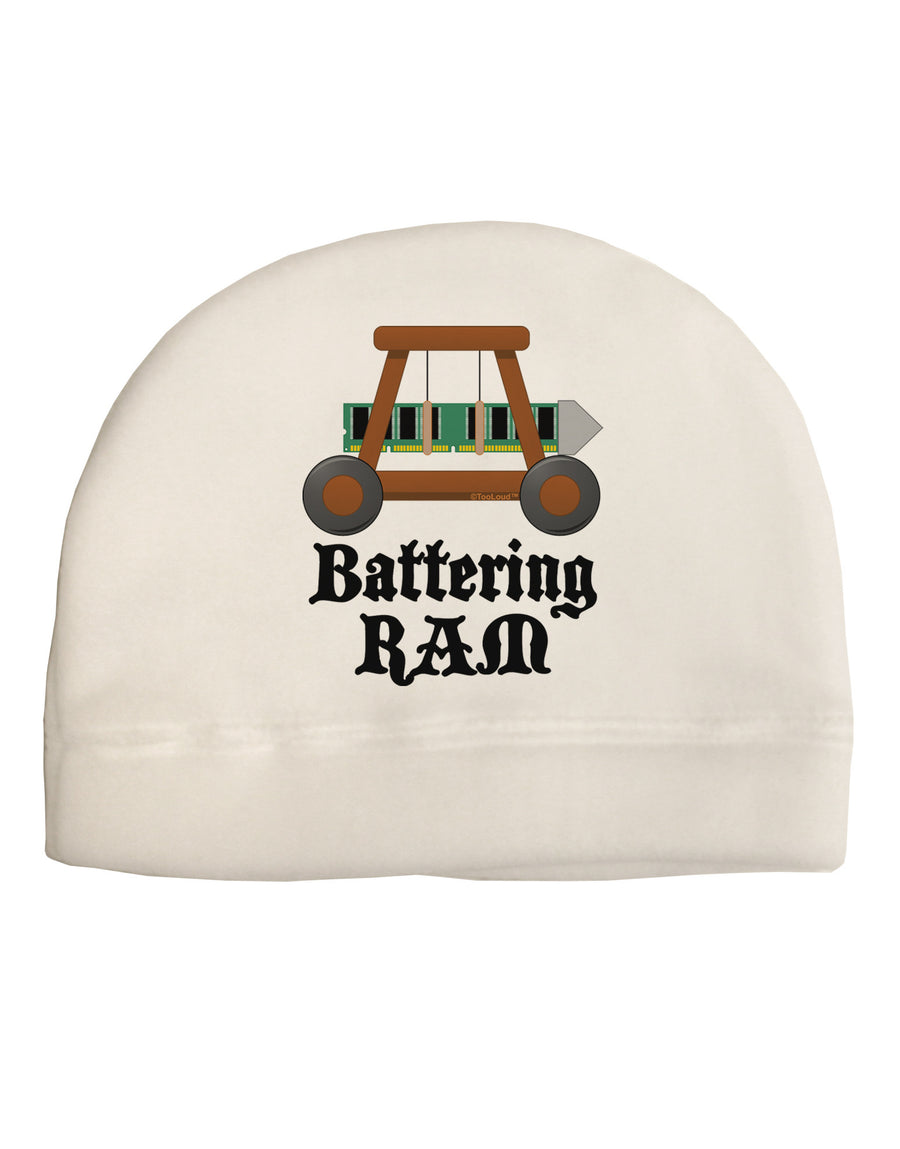 Battering RAM Text Adult Fleece Beanie Cap Hat-Beanie-TooLoud-White-One-Size-Fits-Most-Davson Sales