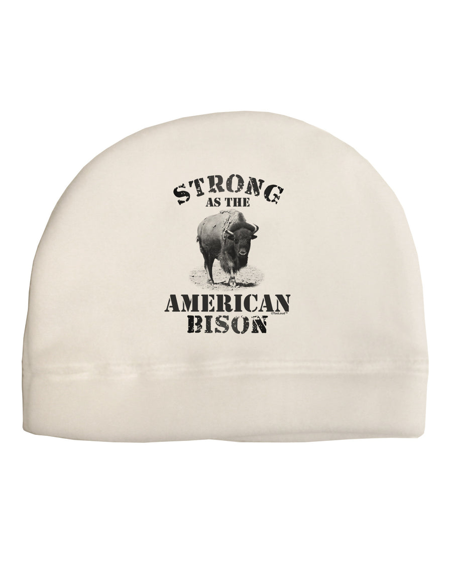 Strong Bison Text Adult Fleece Beanie Cap Hat-Beanie-TooLoud-White-One-Size-Fits-Most-Davson Sales