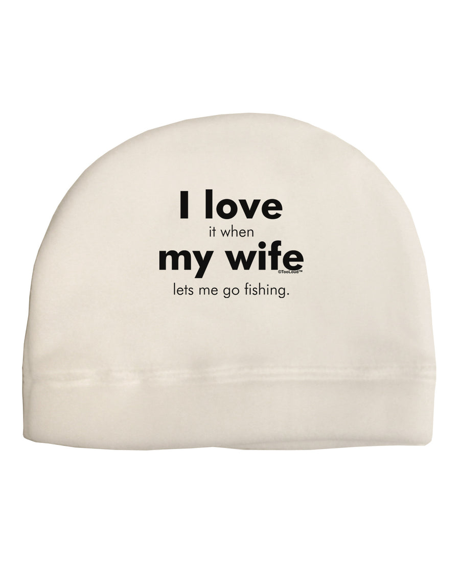 I Love My Wife - Fishing Adult Fleece Beanie Cap Hat-Beanie-TooLoud-White-One-Size-Fits-Most-Davson Sales