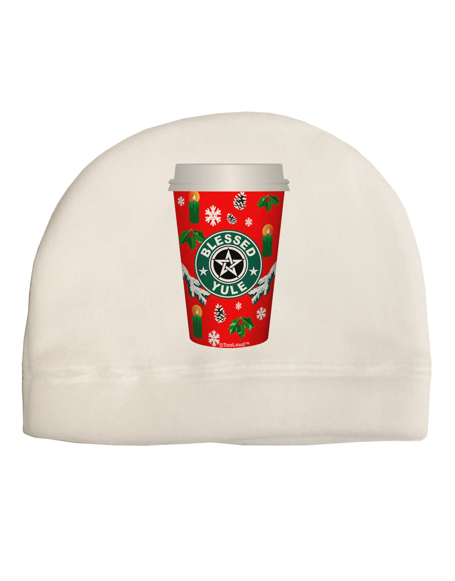 Blessed Yule Red Coffee Cup Adult Fleece Beanie Cap Hat by-Beanie-TooLoud-White-One-Size-Fits-Most-Davson Sales