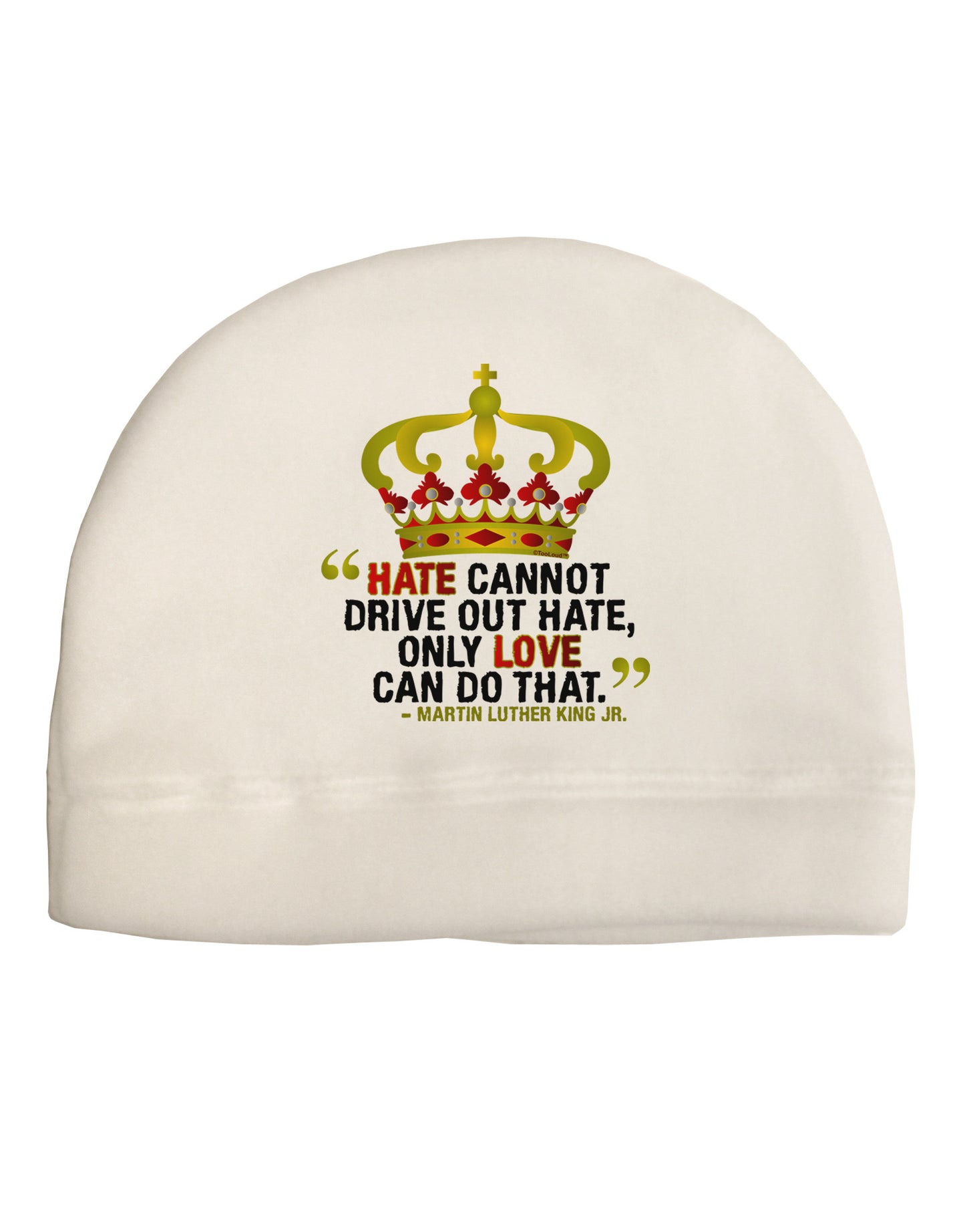 MLK - Only Love Quote Adult Fleece Beanie Cap Hat-Beanie-TooLoud-White-One-Size-Fits-Most-Davson Sales