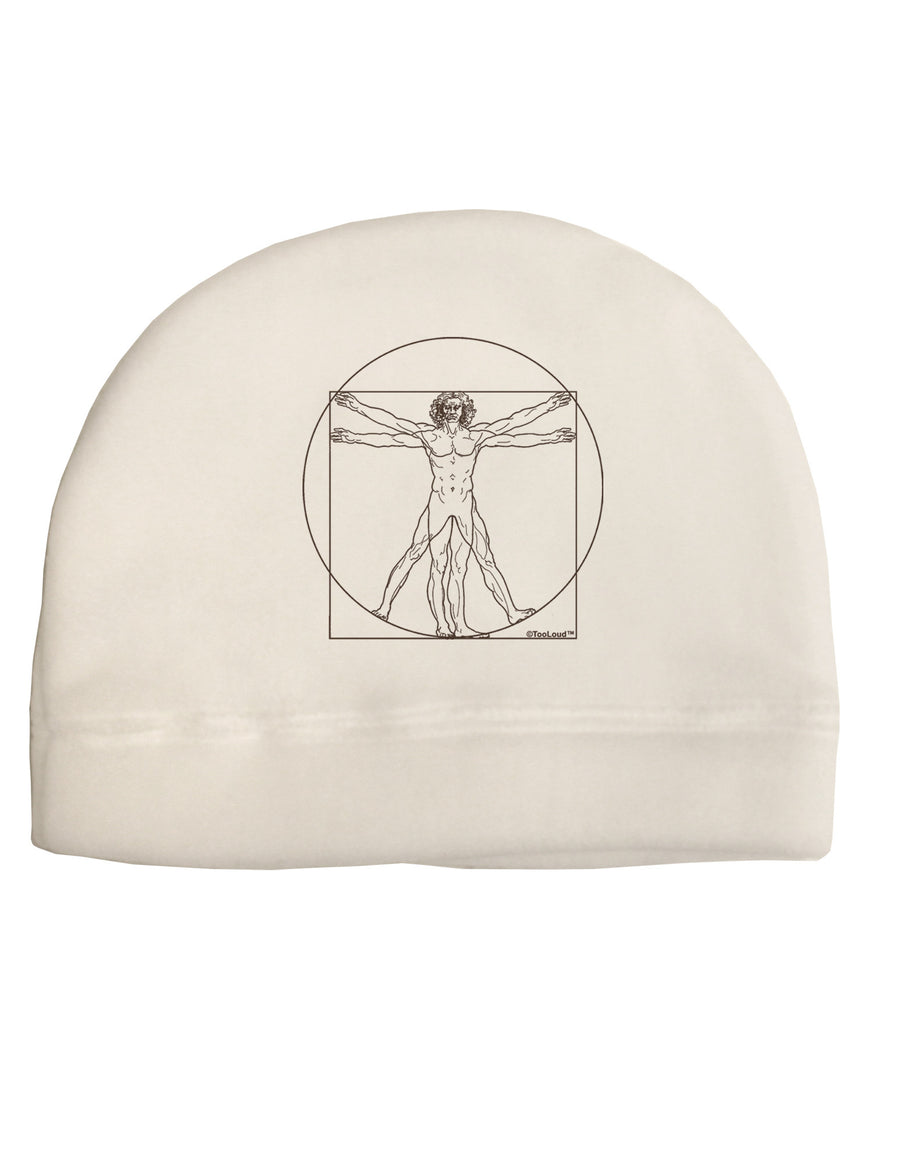 TooLoud Vitruvian Man Drawing Child Fleece Beanie Cap Hat-Beanie-TooLoud-White-One-Size-Fits-Most-Davson Sales