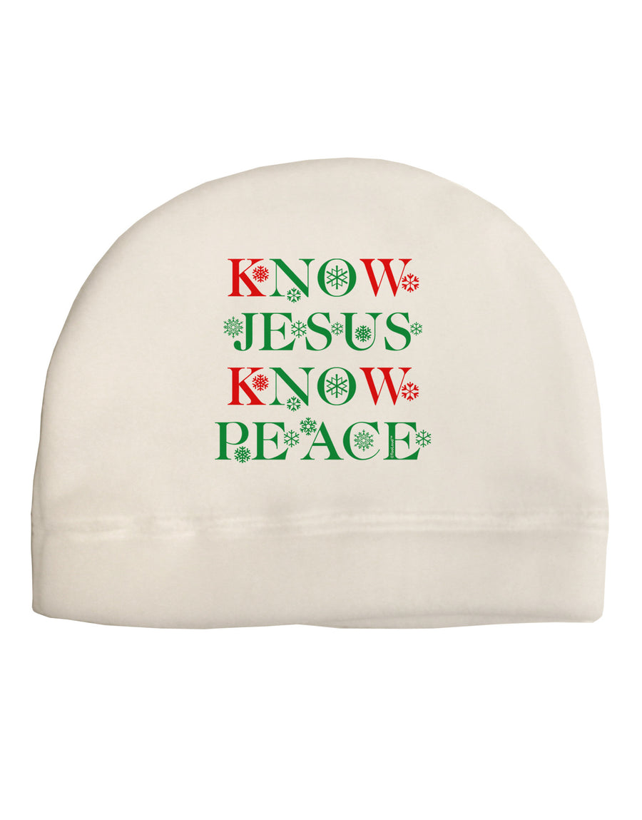 Know Jesus Know Peace Christmas Child Fleece Beanie Cap Hat-Beanie-TooLoud-White-One-Size-Fits-Most-Davson Sales