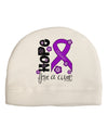 Hope for a Cure - Purple Ribbon Alzheimers Disease - Flowers Child Fleece Beanie Cap Hat-Beanie-TooLoud-White-One-Size-Fits-Most-Davson Sales