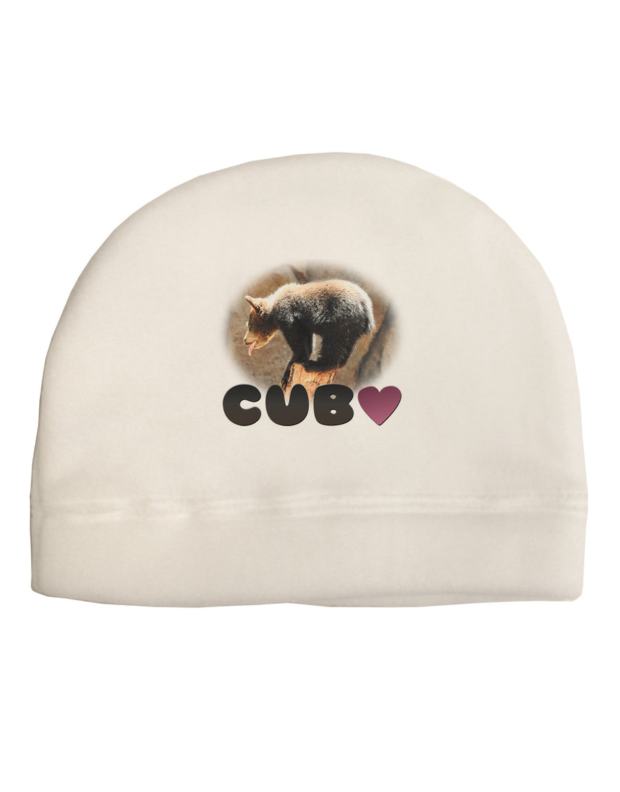 Balancing Bear Cub with Text Adult Fleece Beanie Cap Hat-Beanie-TooLoud-White-One-Size-Fits-Most-Davson Sales