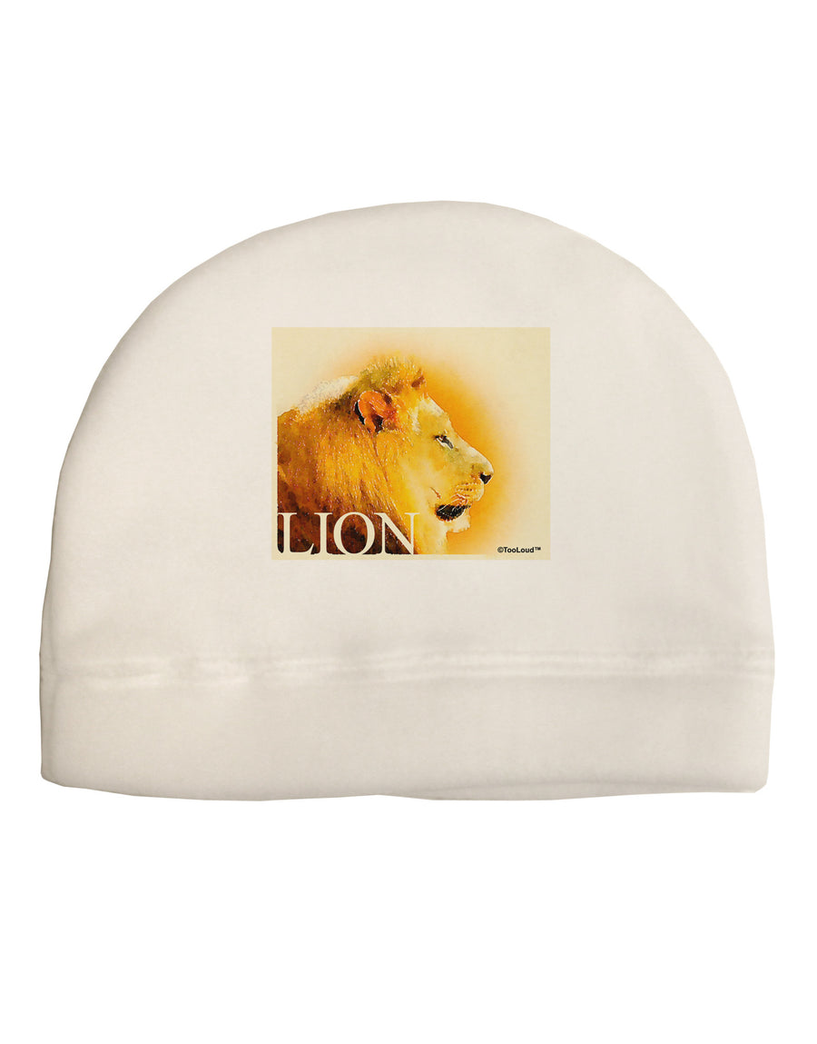 Lion Watercolor 3 Text Adult Fleece Beanie Cap Hat-Beanie-TooLoud-White-One-Size-Fits-Most-Davson Sales