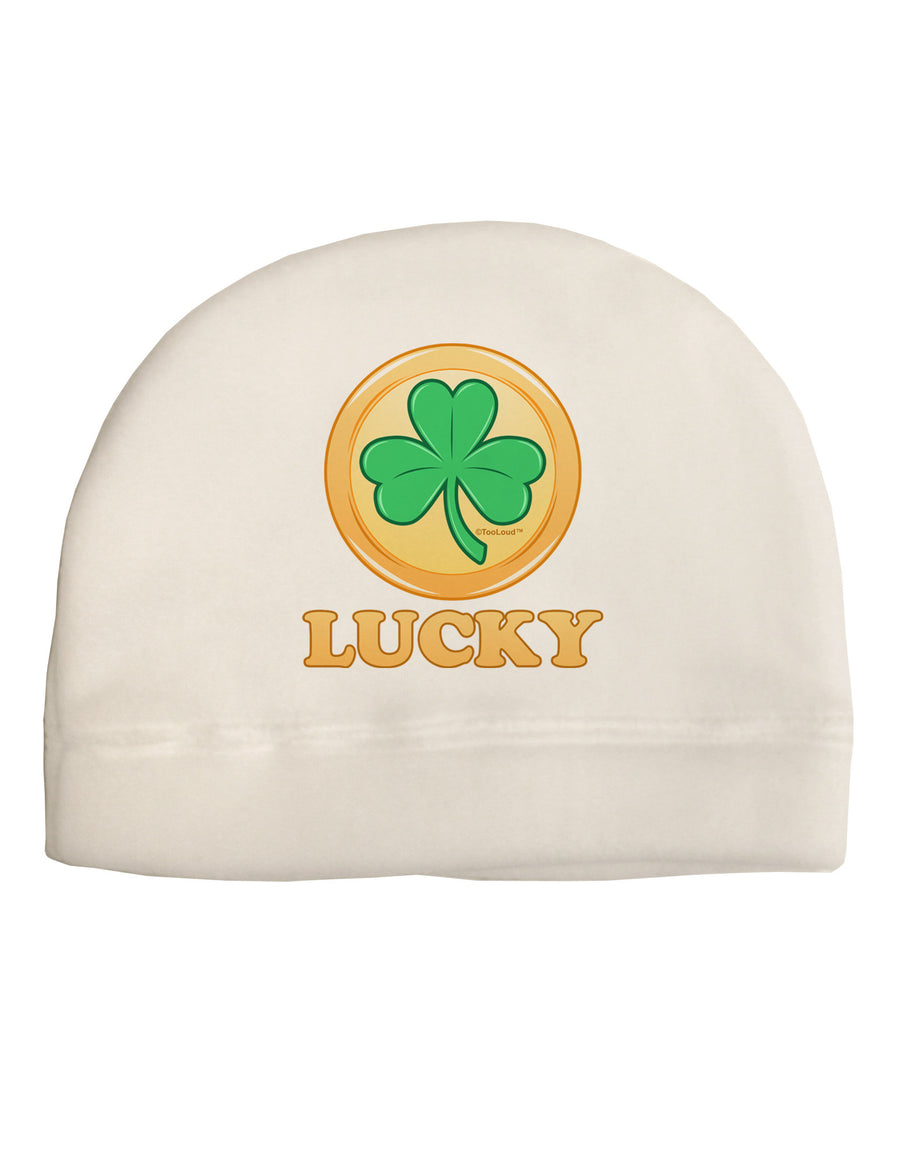 Shamrock Button - Lucky Child Fleece Beanie Cap Hat by TooLoud-Beanie-TooLoud-White-One-Size-Fits-Most-Davson Sales