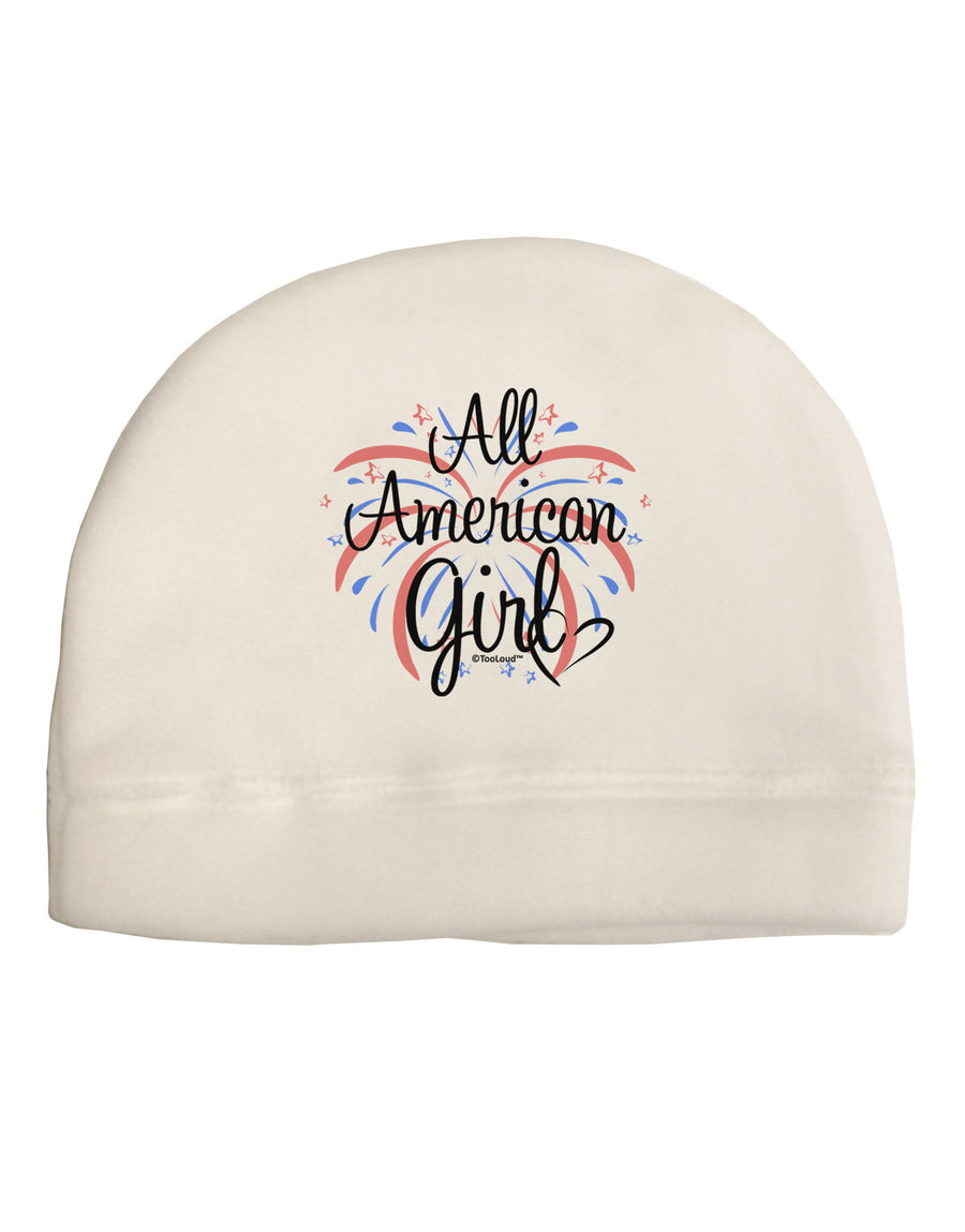 All American Girl - Fireworks and Heart Adult Fleece Beanie Cap Hat by TooLoud-Beanie-TooLoud-White-One-Size-Fits-Most-Davson Sales