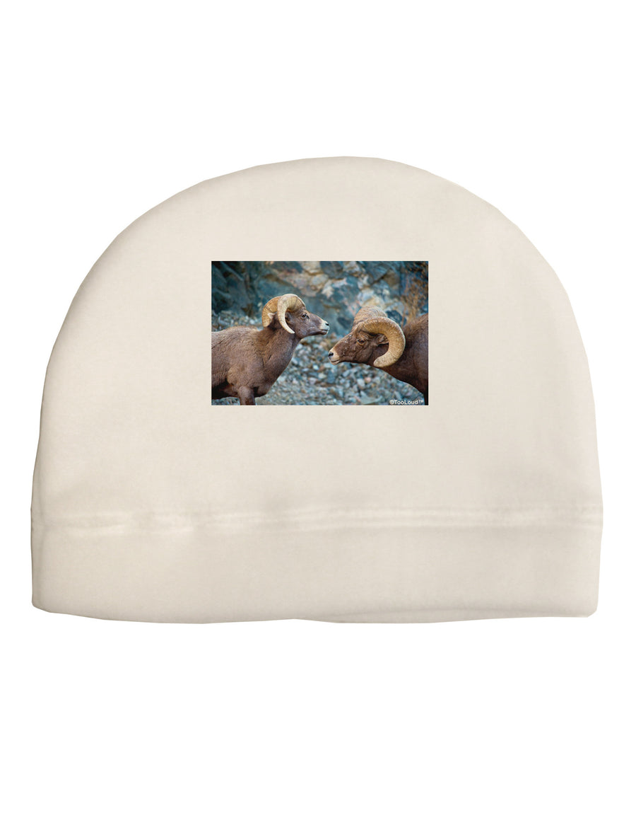 Two Bighorn Rams Adult Fleece Beanie Cap Hat-Beanie-TooLoud-White-One-Size-Fits-Most-Davson Sales