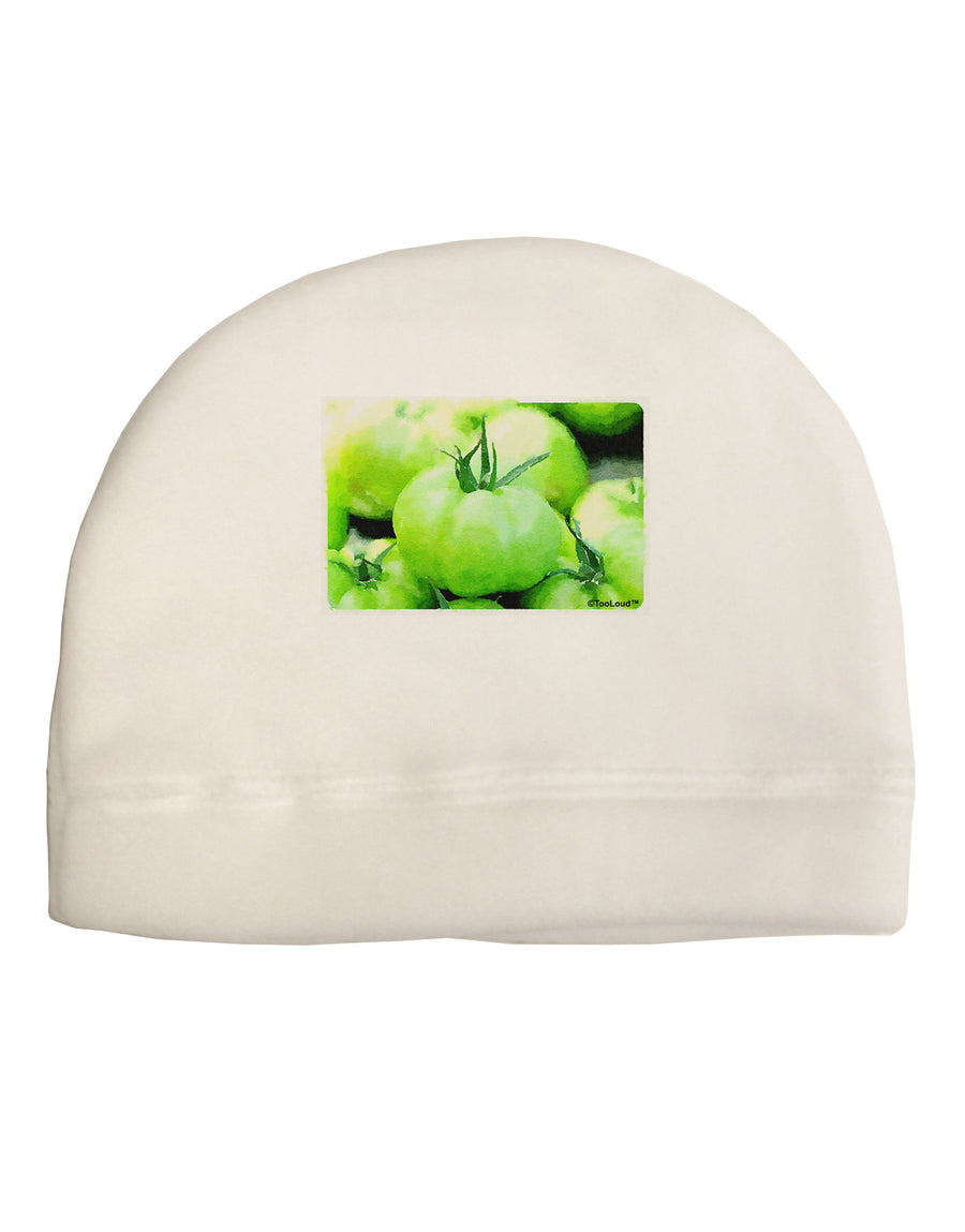 Watercolor Green Tomatoes Adult Fleece Beanie Cap Hat-Beanie-TooLoud-White-One-Size-Fits-Most-Davson Sales