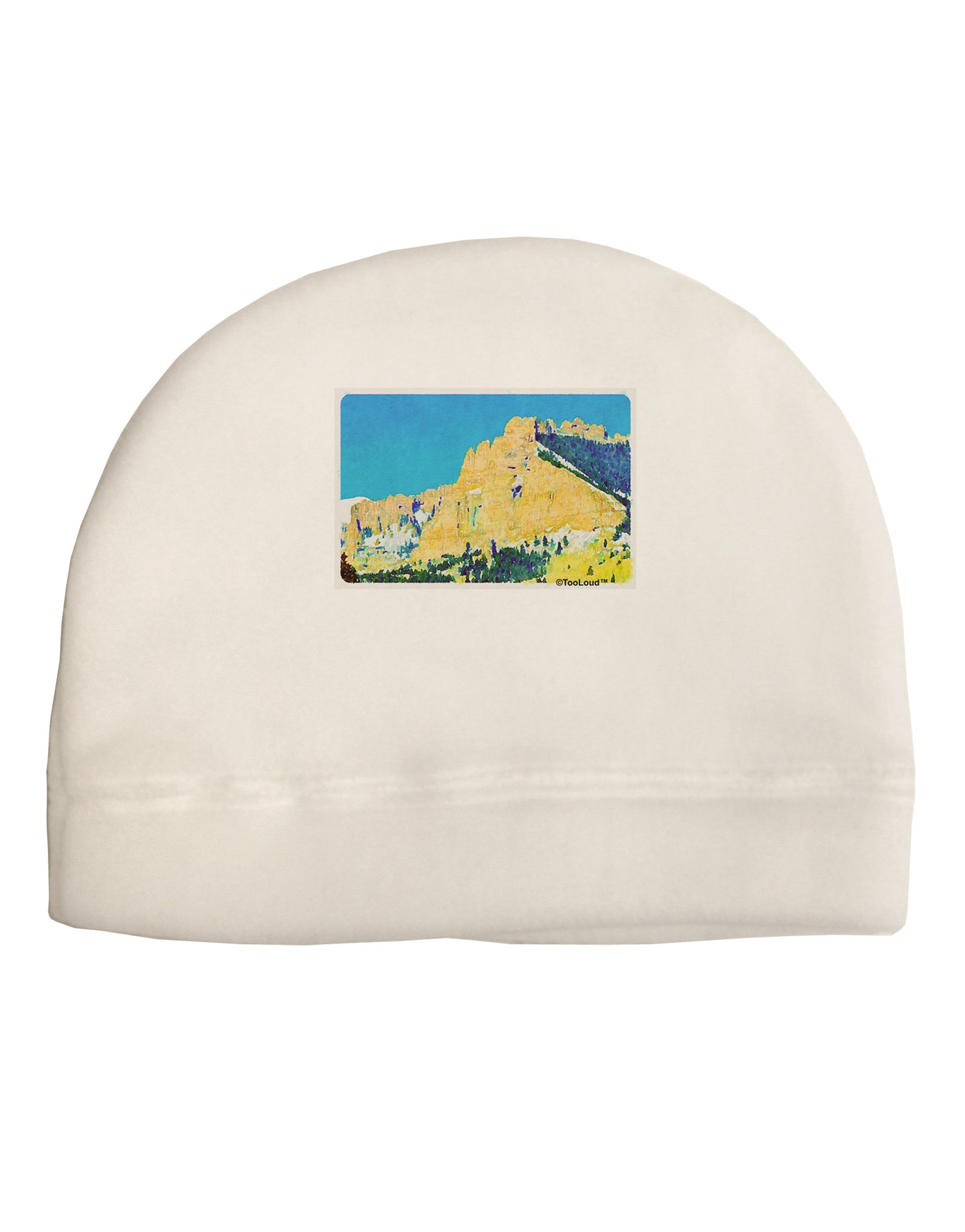 Colorado Snowy Mtns WaterColor Adult Fleece Beanie Cap Hat-Beanie-TooLoud-White-One-Size-Fits-Most-Davson Sales