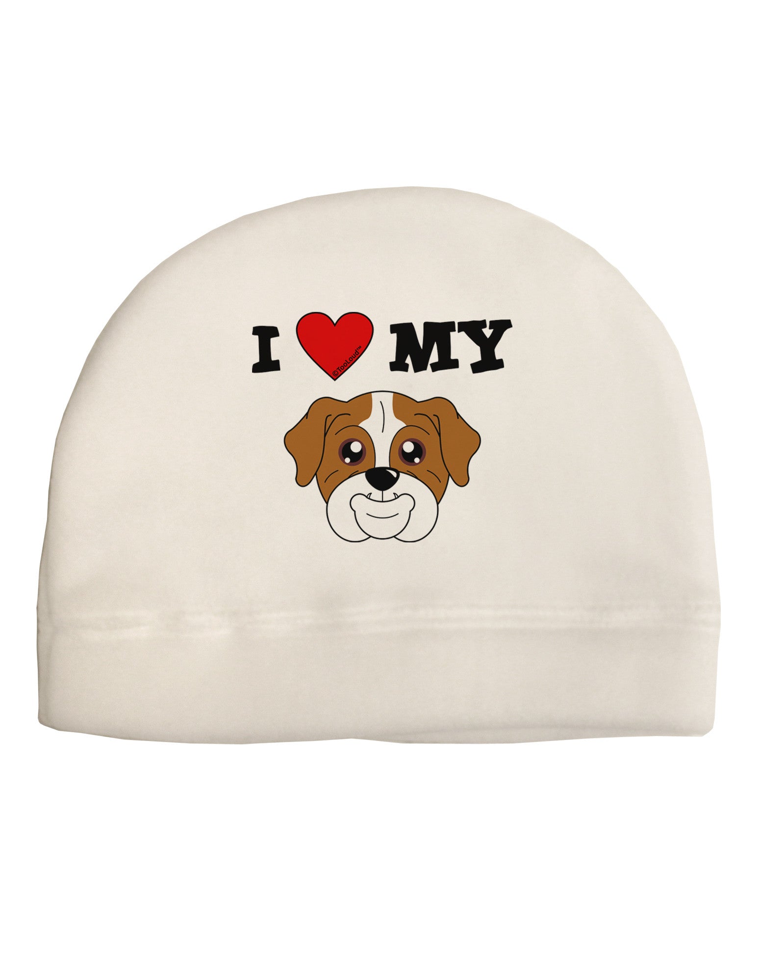 I Heart My - Cute Bulldog - Red Adult Fleece Beanie Cap Hat by TooLoud-Beanie-TooLoud-White-One-Size-Fits-Most-Davson Sales