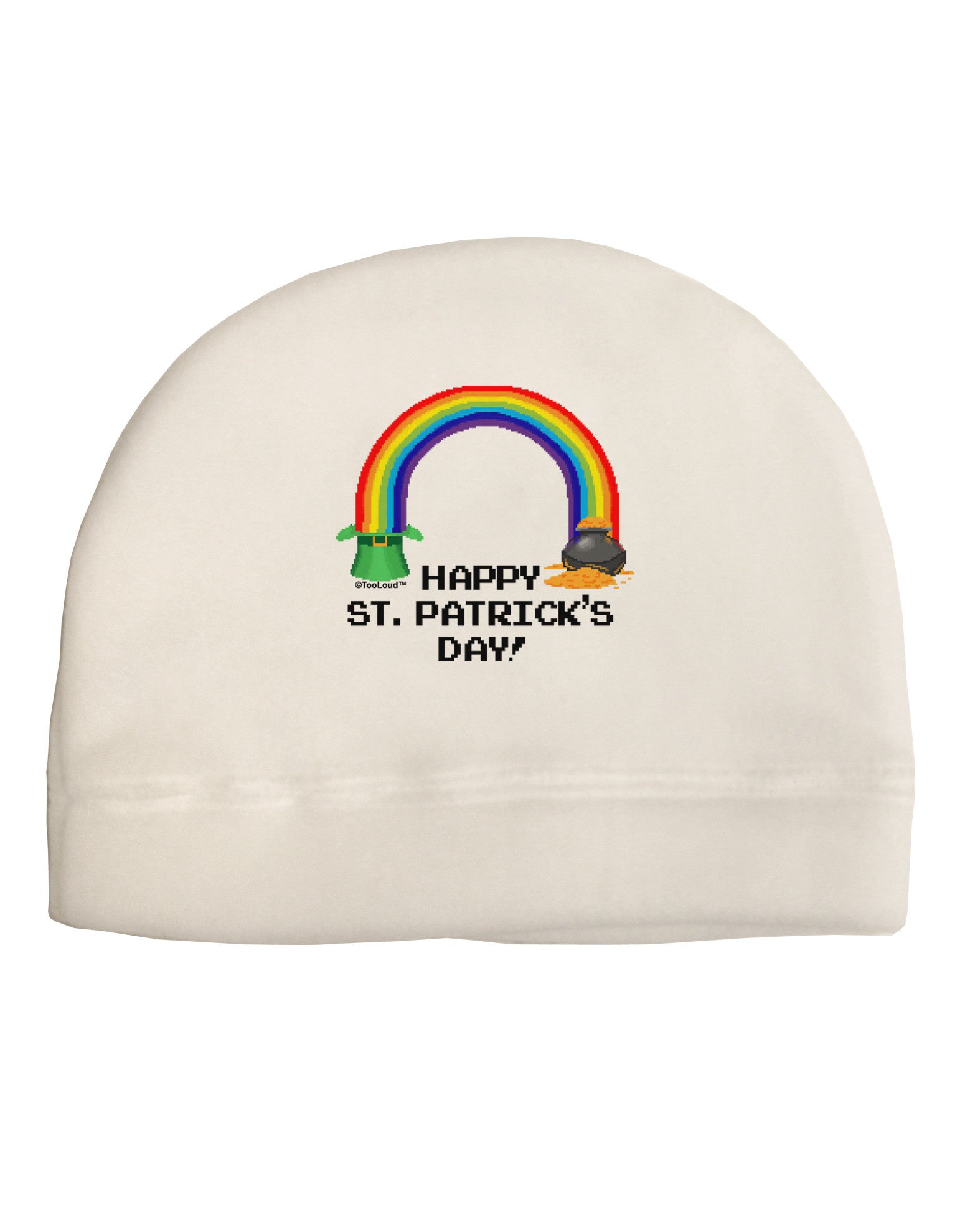 Pixel Pot of Gold St Patrick Text Adult Fleece Beanie Cap Hat-Beanie-TooLoud-White-One-Size-Fits-Most-Davson Sales