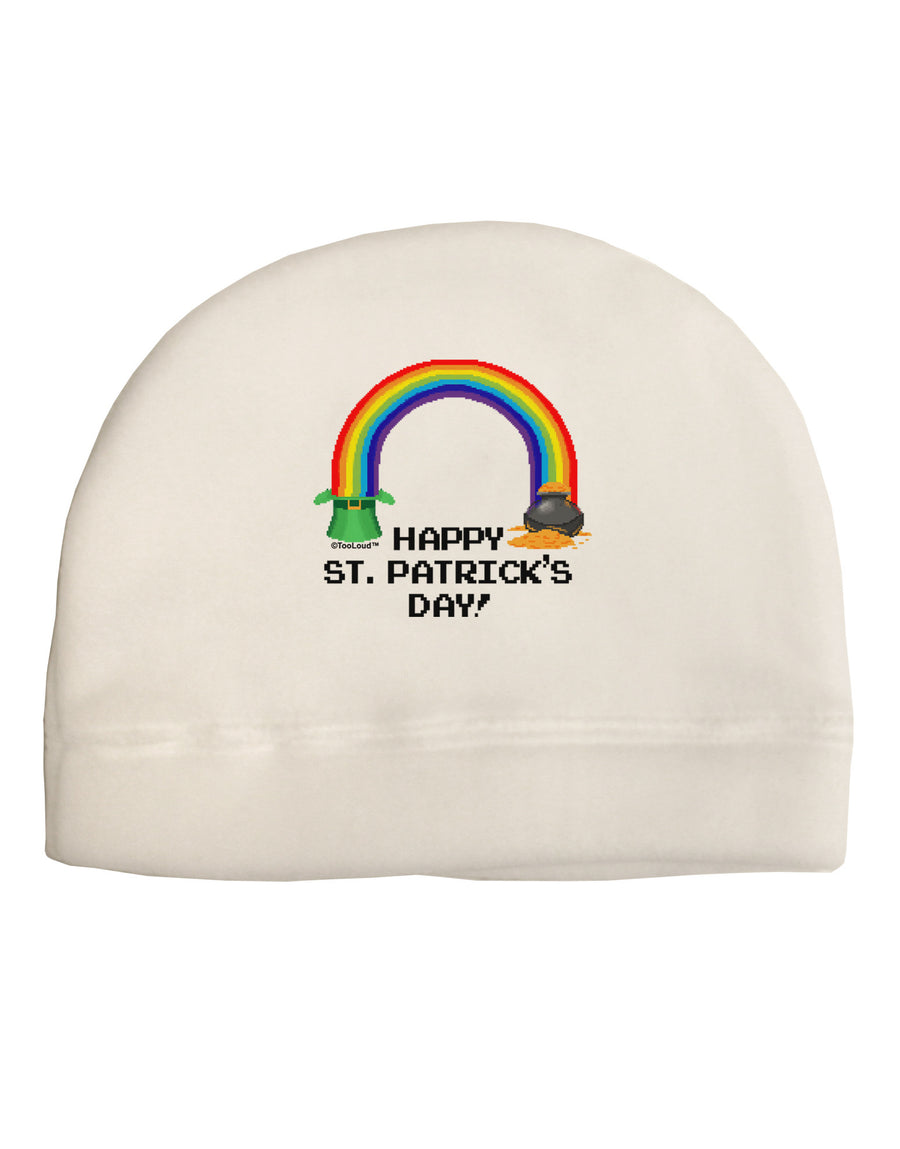 Pixel Pot of Gold St Patrick Text Adult Fleece Beanie Cap Hat-Beanie-TooLoud-White-One-Size-Fits-Most-Davson Sales