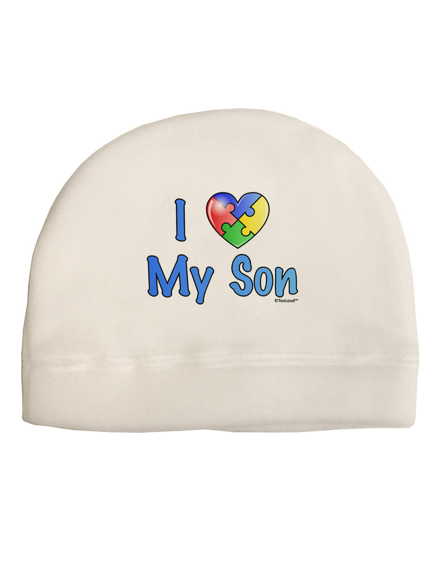 I Heart My Son - Autism Awareness Adult Fleece Beanie Cap Hat by TooLoud-Beanie-TooLoud-White-One-Size-Fits-Most-Davson Sales