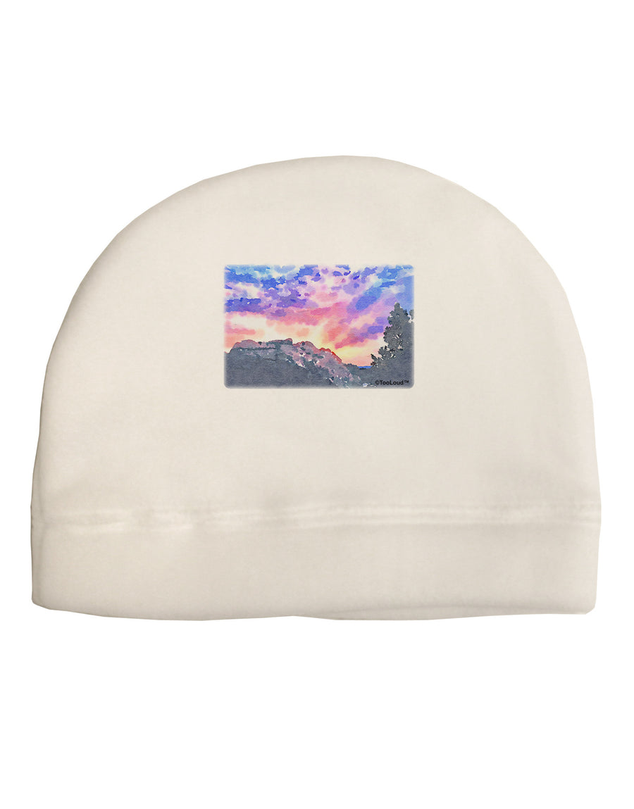 Colorado Rainbow Sunset Watercolor Adult Fleece Beanie Cap Hat-Beanie-TooLoud-White-One-Size-Fits-Most-Davson Sales