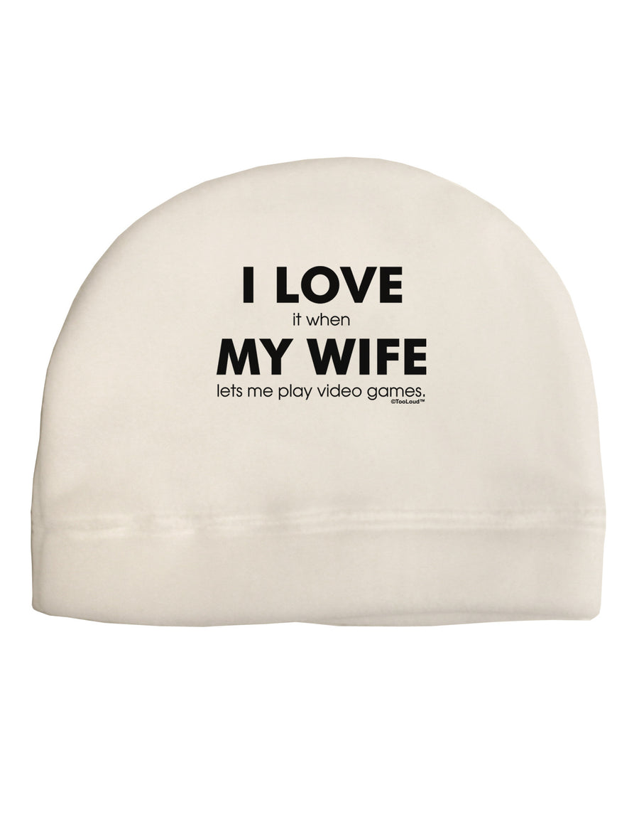 I Love My Wife Videogames Adult Fleece Beanie Cap Hat-Beanie-TooLoud-White-One-Size-Fits-Most-Davson Sales