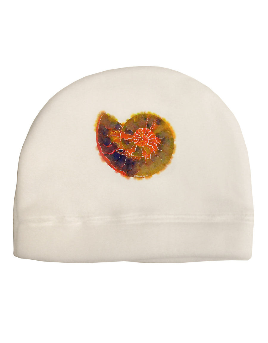 Nautilus Fossil Watercolor Child Fleece Beanie Cap Hat-Beanie-TooLoud-White-One-Size-Fits-Most-Davson Sales