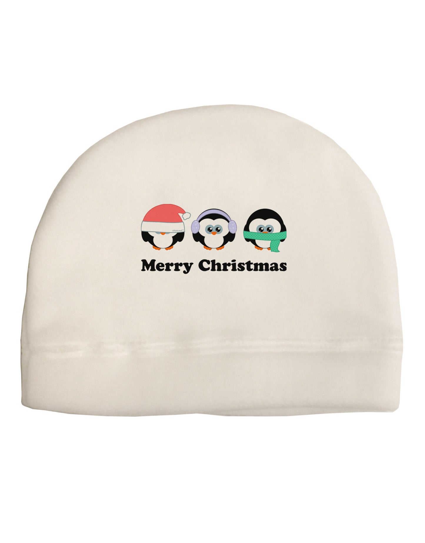 Merry Christmas Penguins See Hear Speak No Evil Adult Fleece Beanie Cap Hat-Beanie-TooLoud-White-One-Size-Fits-Most-Davson Sales