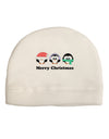 Merry Christmas Penguins See Hear Speak No Evil Adult Fleece Beanie Cap Hat-Beanie-TooLoud-White-One-Size-Fits-Most-Davson Sales