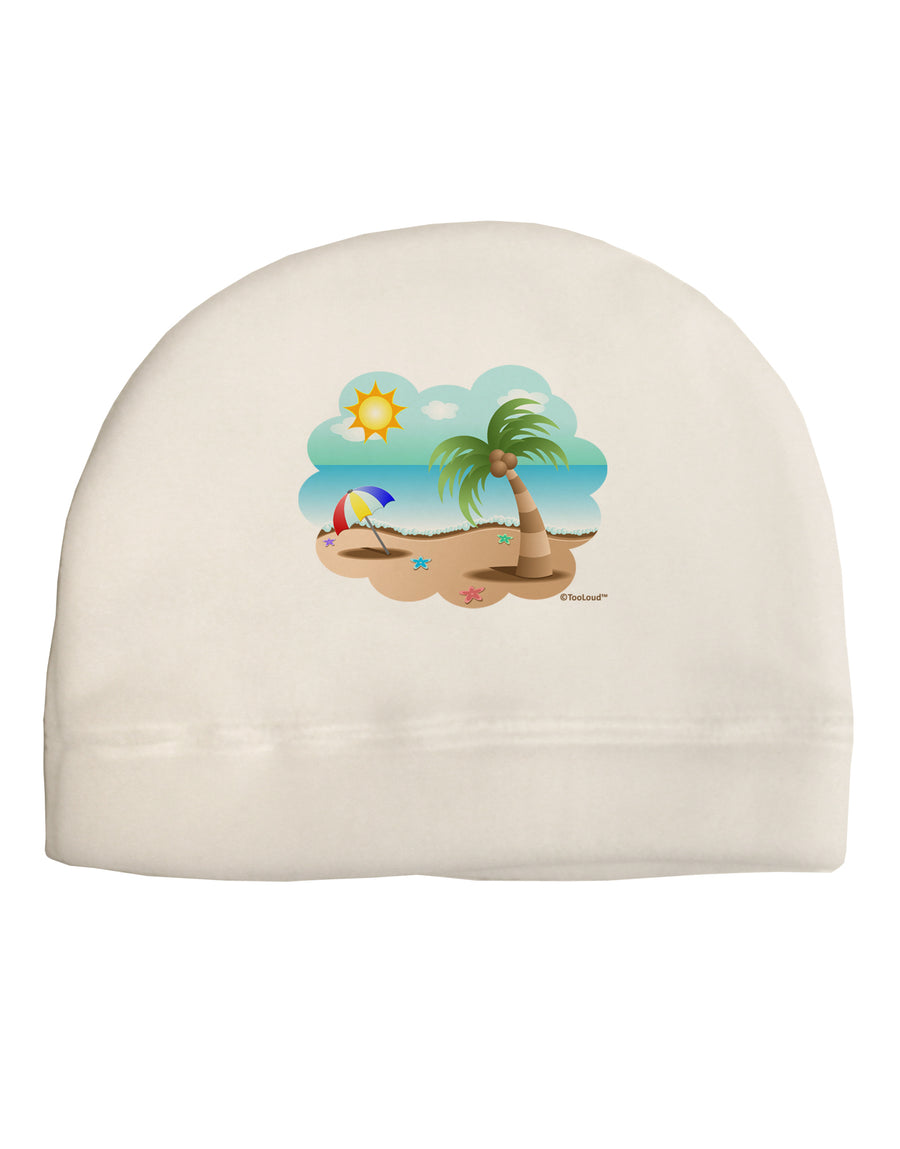 Fun Summer Beach Scene Adult Fleece Beanie Cap Hat by TooLoud-Beanie-TooLoud-White-One-Size-Fits-Most-Davson Sales