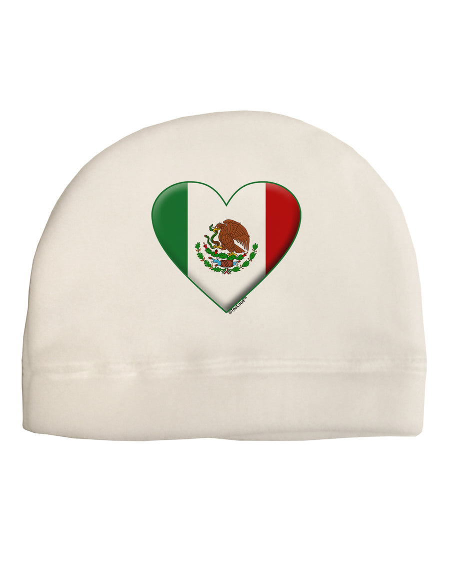 Mexican Flag Heart - Beveled Adult Fleece Beanie Cap Hat by TooLoud-Beanie-TooLoud-White-One-Size-Fits-Most-Davson Sales