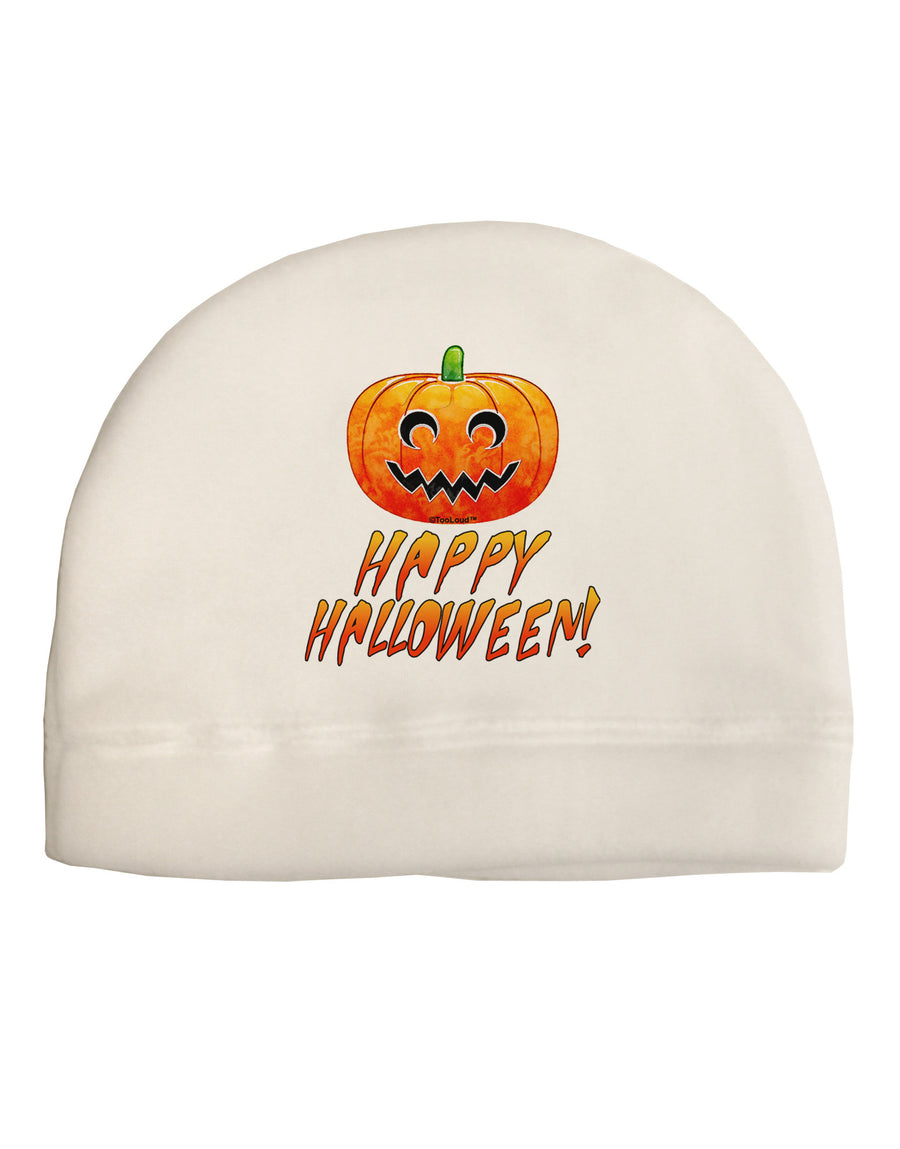 Jack-O-Lantern Watercolor Halloween Adult Fleece Beanie Cap Hat-Beanie-TooLoud-White-One-Size-Fits-Most-Davson Sales