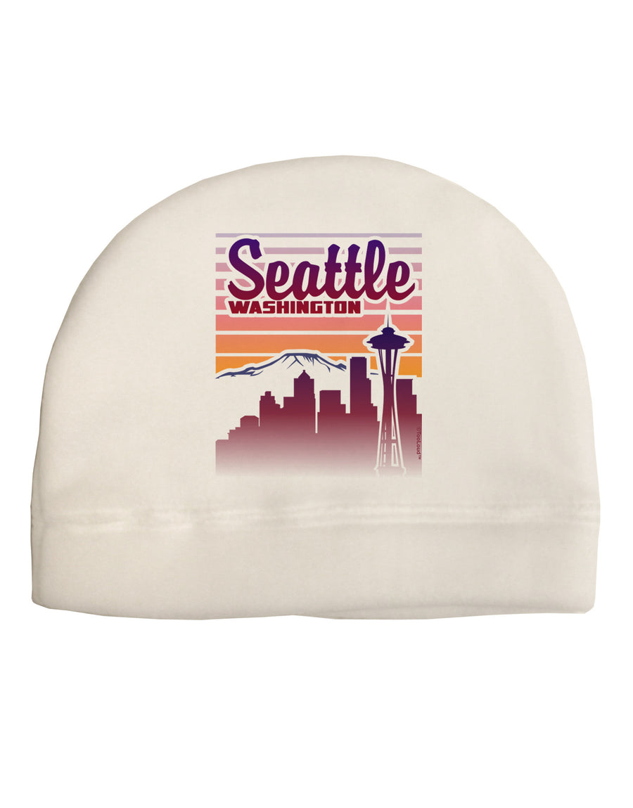 Seattle Washington Sunset Adult Fleece Beanie Cap Hat-Beanie-TooLoud-White-One-Size-Fits-Most-Davson Sales