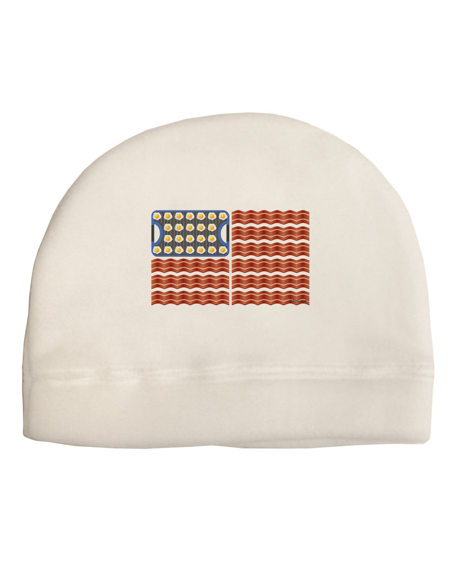American Breakfast Flag - Bacon and Eggs Adult Fleece Beanie Cap Hat-Beanie-TooLoud-White-One-Size-Fits-Most-Davson Sales