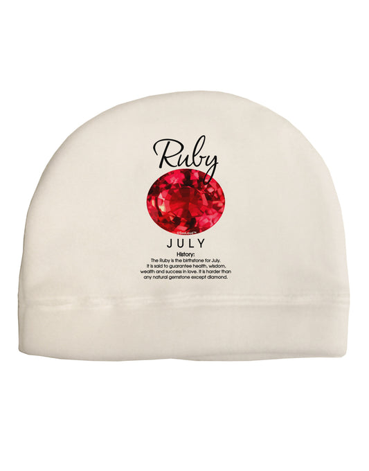 Birthstone Ruby Adult Fleece Beanie Cap Hat-Beanie-TooLoud-White-One-Size-Fits-Most-Davson Sales