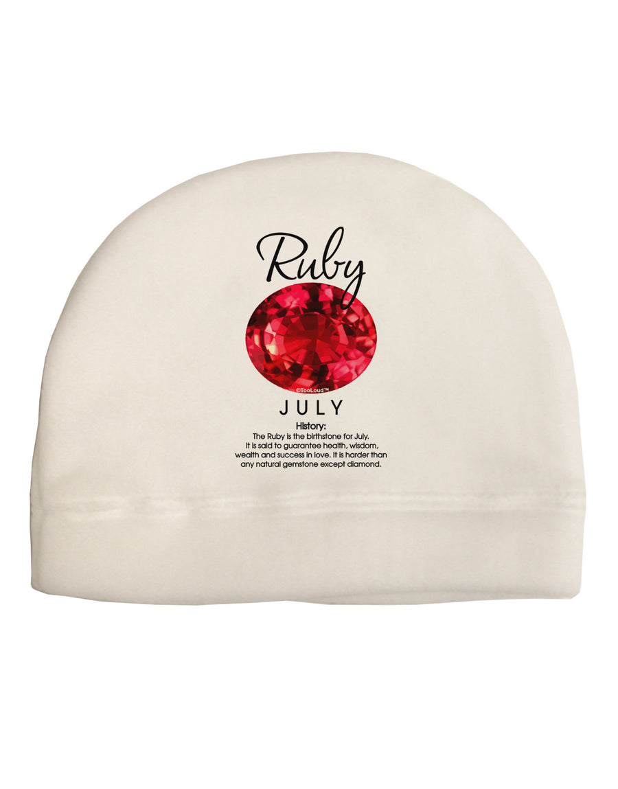 Birthstone Ruby Adult Fleece Beanie Cap Hat-Beanie-TooLoud-White-One-Size-Fits-Most-Davson Sales