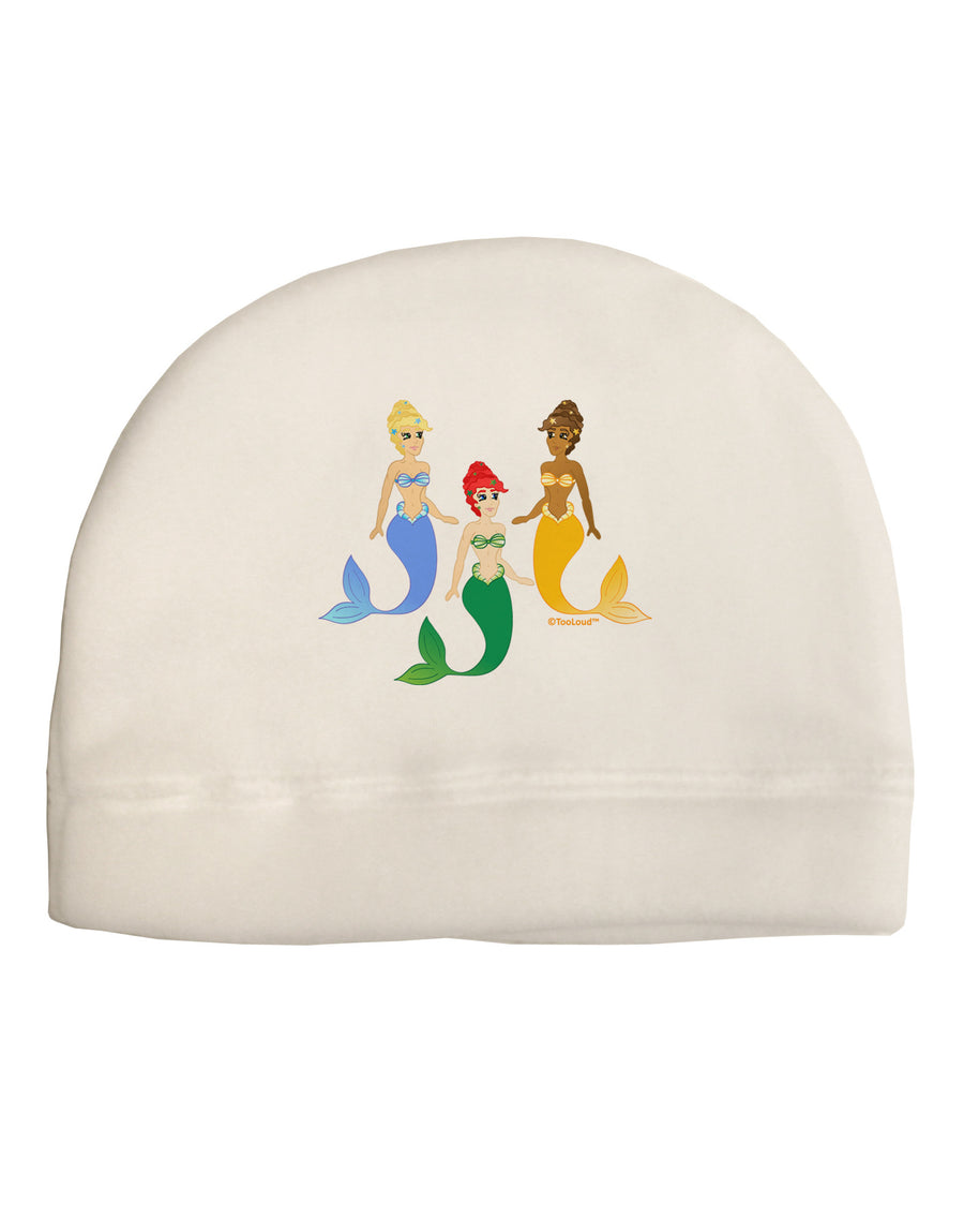 Three Mermaids Adult Fleece Beanie Cap Hat-Beanie-TooLoud-White-One-Size-Fits-Most-Davson Sales