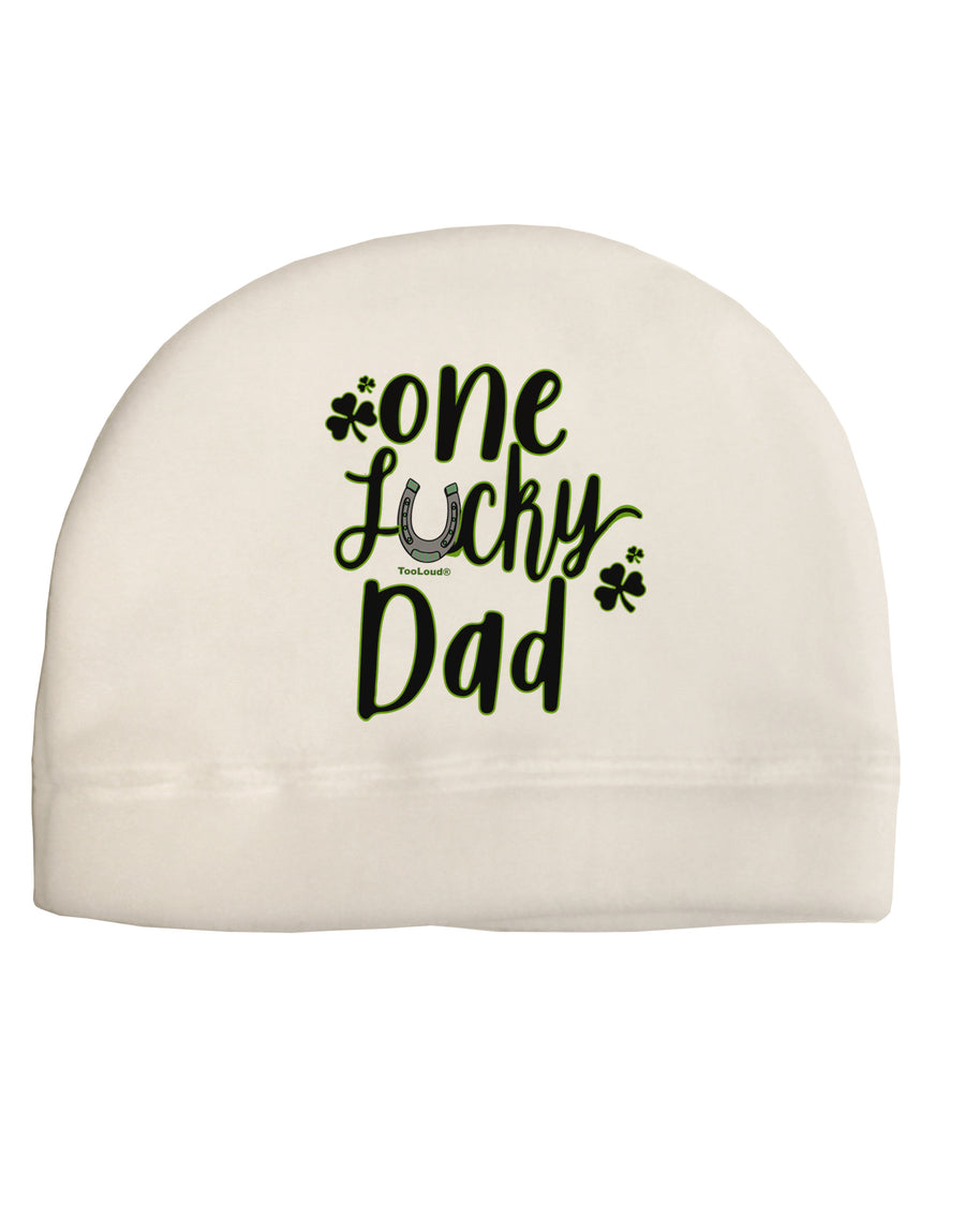 One Lucky Dad Shamrock Adult Fleece Beanie Cap Hat-Beanie-TooLoud-White-One-Size-Fits-Most-Davson Sales