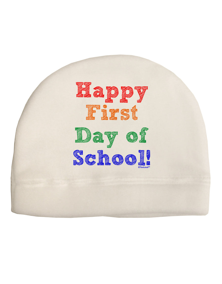 Happy First Day of School Adult Fleece Beanie Cap Hat-Beanie-TooLoud-White-One-Size-Fits-Most-Davson Sales