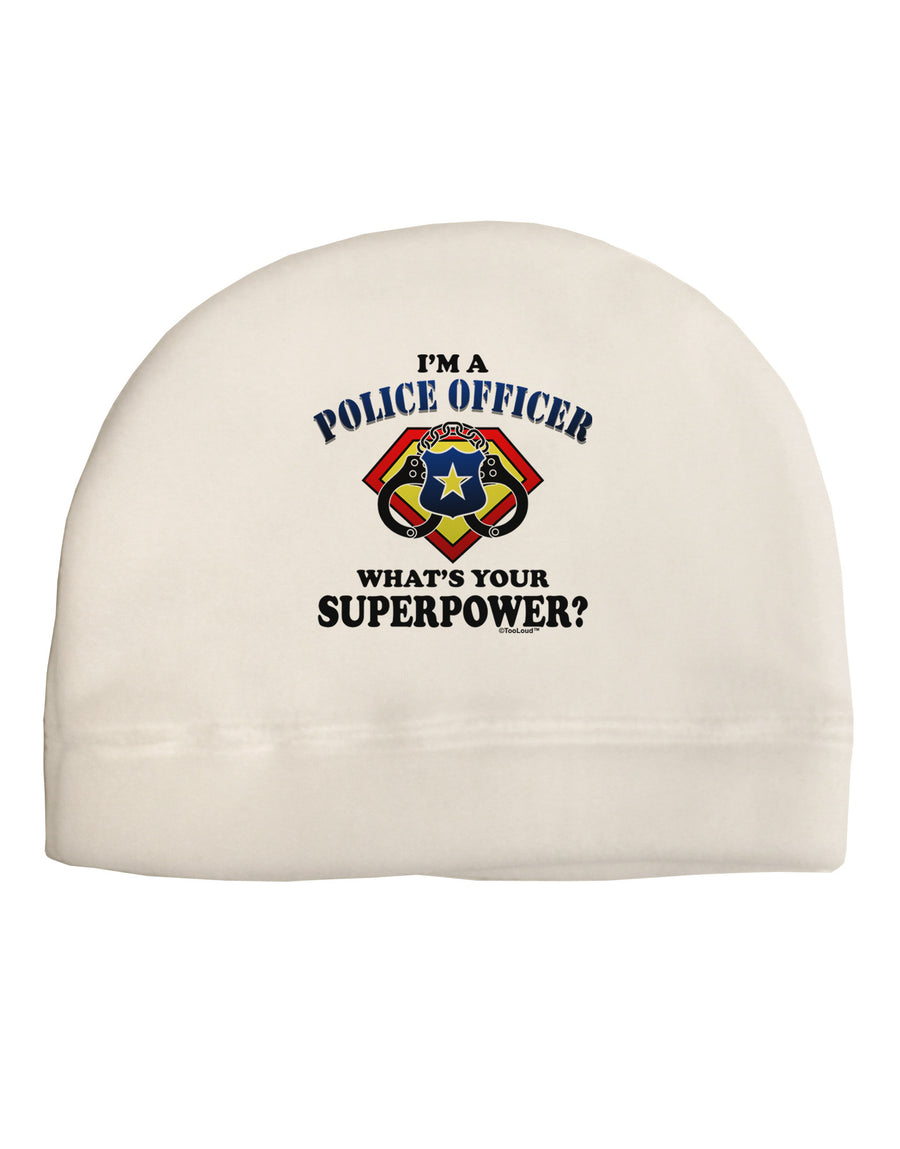 Police Officer - Superpower Adult Fleece Beanie Cap Hat-Beanie-TooLoud-White-One-Size-Fits-Most-Davson Sales