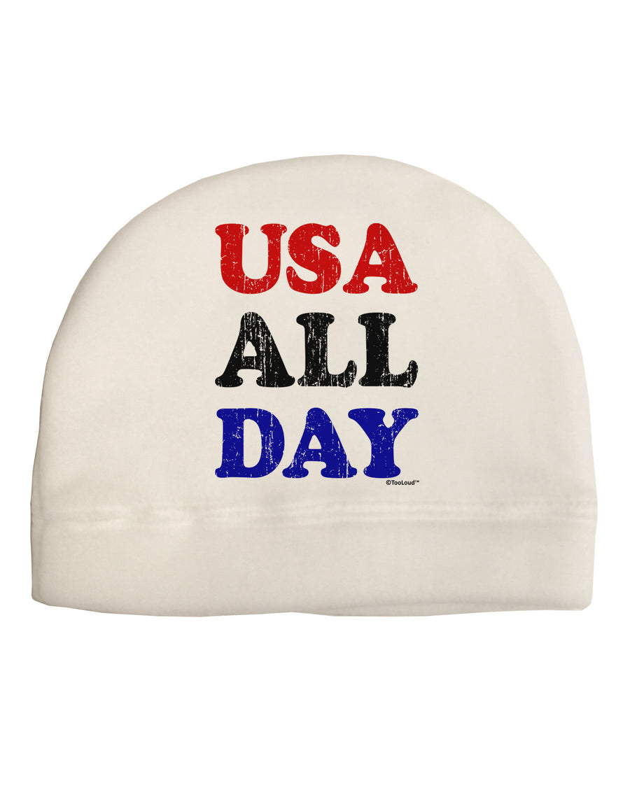 USA All Day - Distressed Patriotic Design Child Fleece Beanie Cap Hat by TooLoud-Beanie-TooLoud-White-One-Size-Fits-Most-Davson Sales