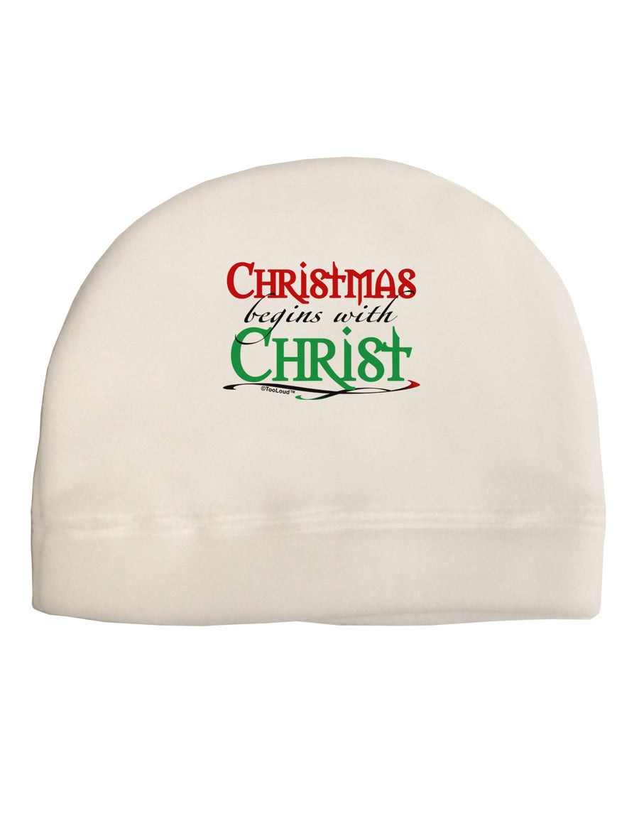 Begins With Christ Text Adult Fleece Beanie Cap Hat-Beanie-TooLoud-White-One-Size-Fits-Most-Davson Sales